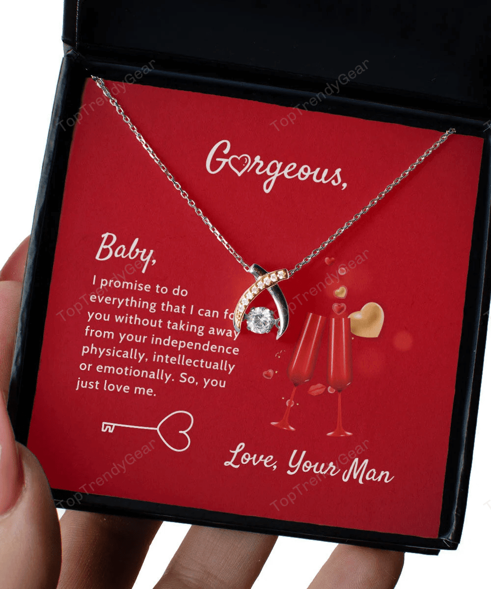To Gorgeous I Promise To Do Everything I Can Wishbone Dancing Necklace