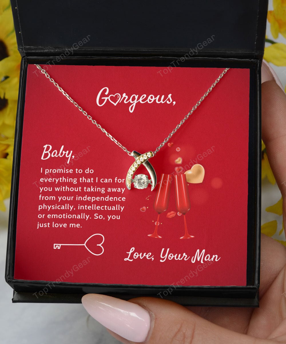 To Gorgeous I Promise To Do Everything I Can Wishbone Dancing Necklace