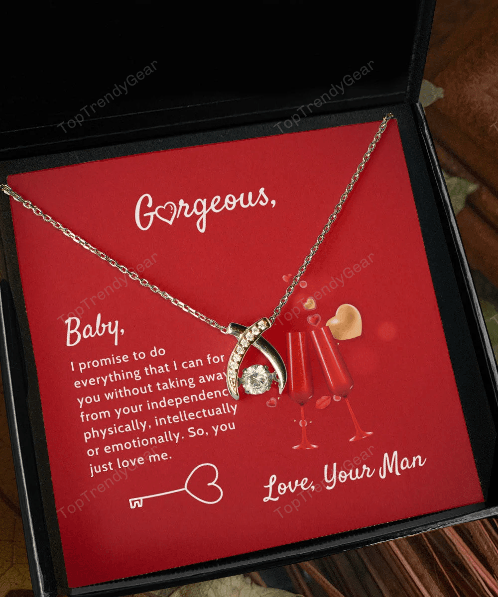 To Gorgeous I Promise To Do Everything I Can Wishbone Dancing Necklace