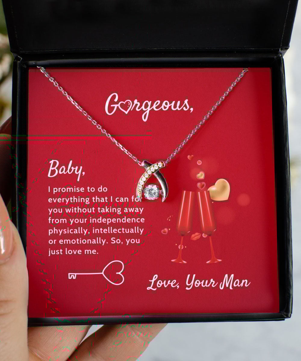 To Gorgeous I Promise To Do Everything I Can Wishbone Dancing Necklace