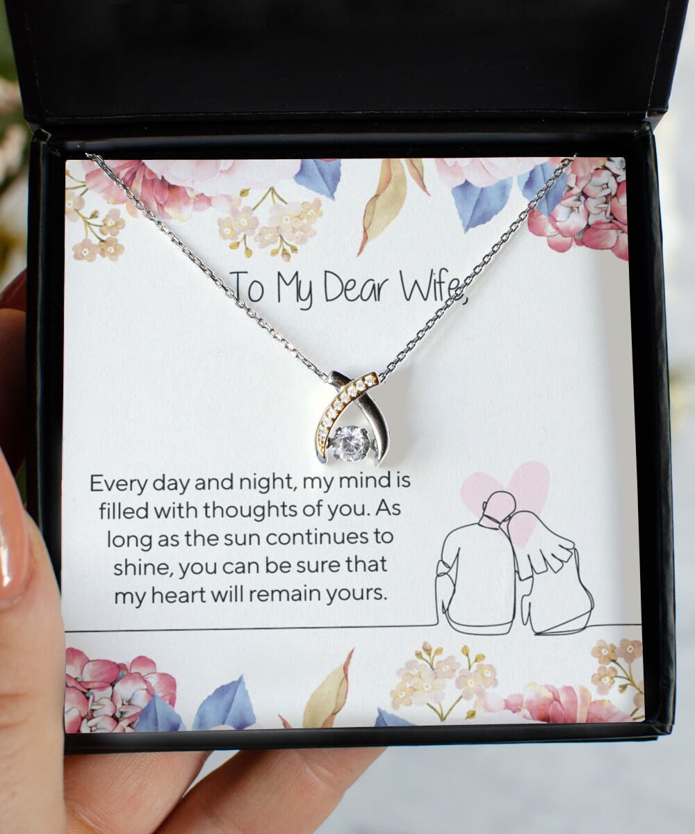 To My Dear Wife Wishbone Dancing Necklace For Women
