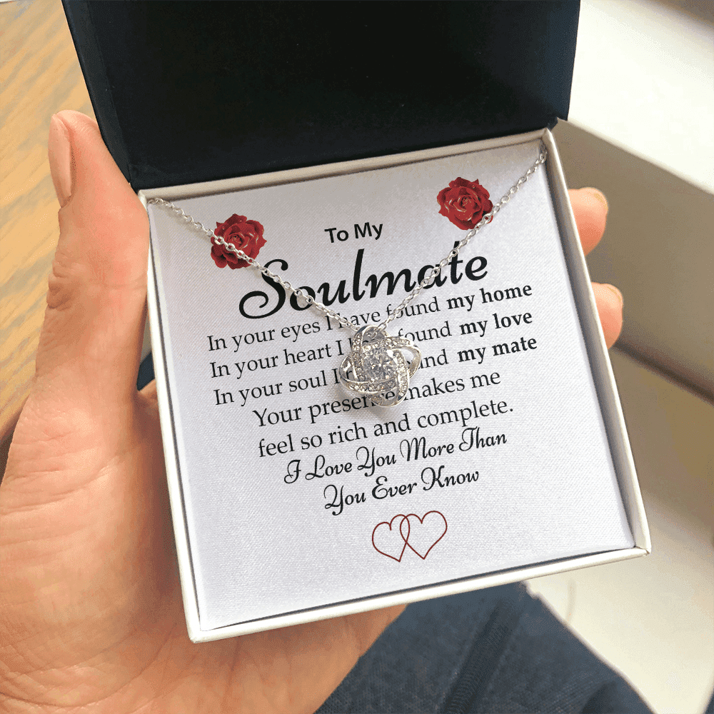 To My Soulmate I Love You More Than You Ever Know Gifts For Her Love Knot Necklace