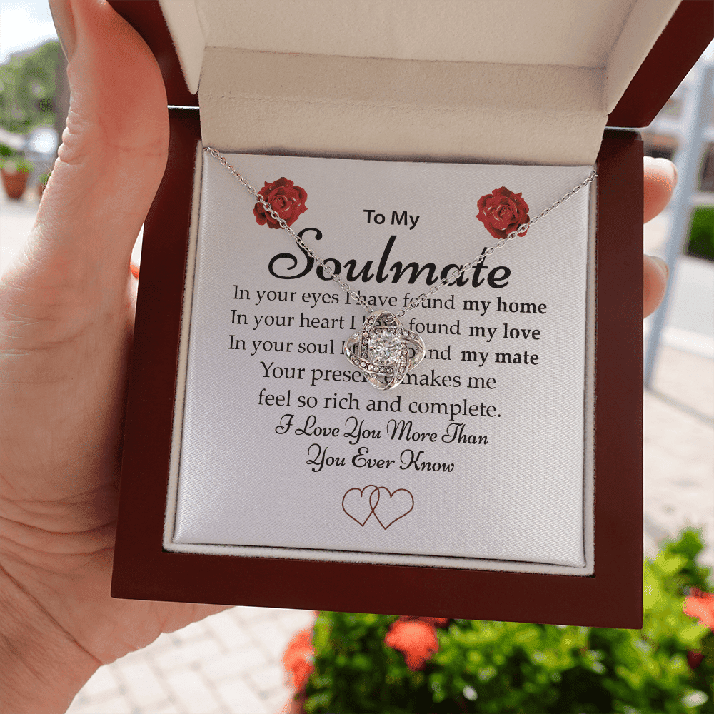 To My Soulmate I Love You More Than You Ever Know Gifts For Her Love Knot Necklace