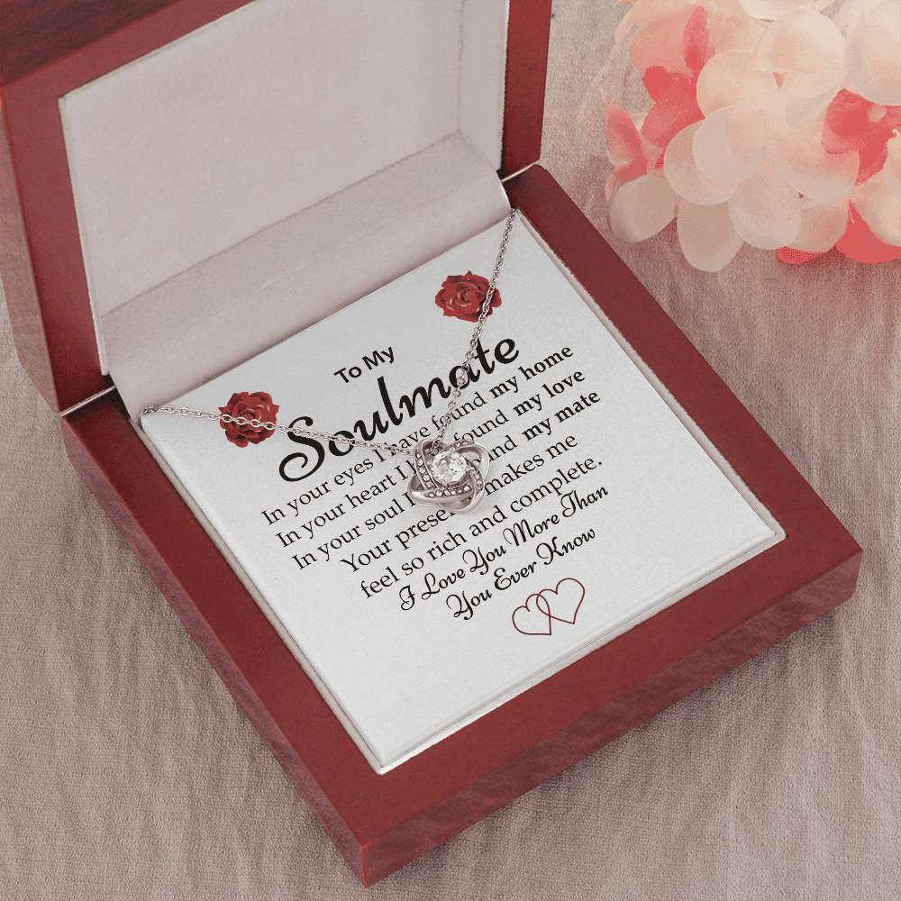 To My Soulmate I Love You More Than You Ever Know Gifts For Her Love Knot Necklace