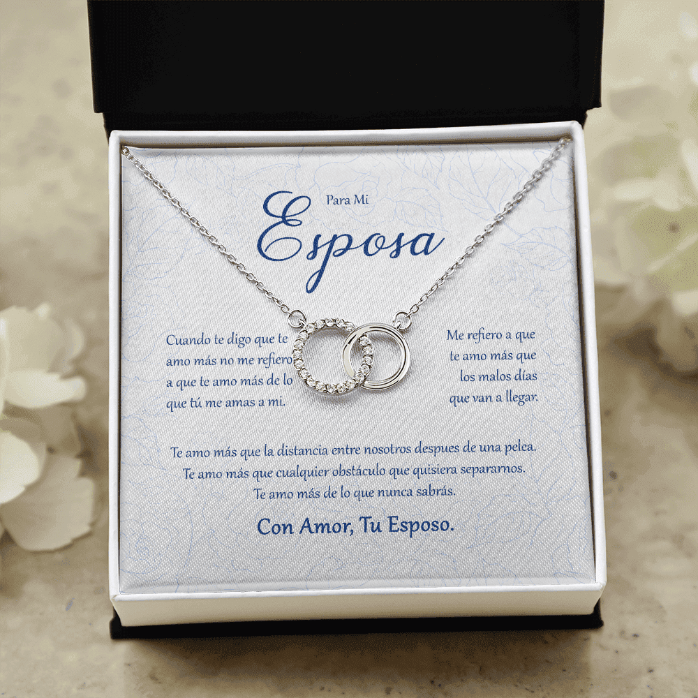 Gift For Para Mi Esposa Con Amor Tu Esposo Message Card Perfect Pair Necklace 