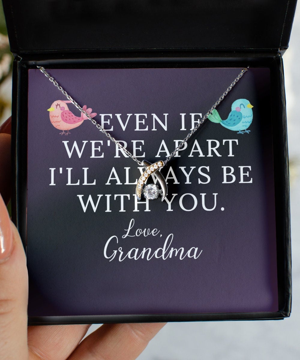 Even If Were Apart Love Grandma Wishbone Dancing Necklace For Women