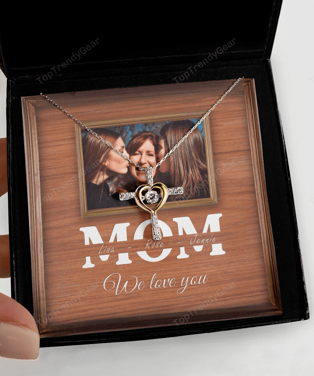 We Love You Custom Name And Photo Cross Dancing Necklace Gift For Mom From Daughter 