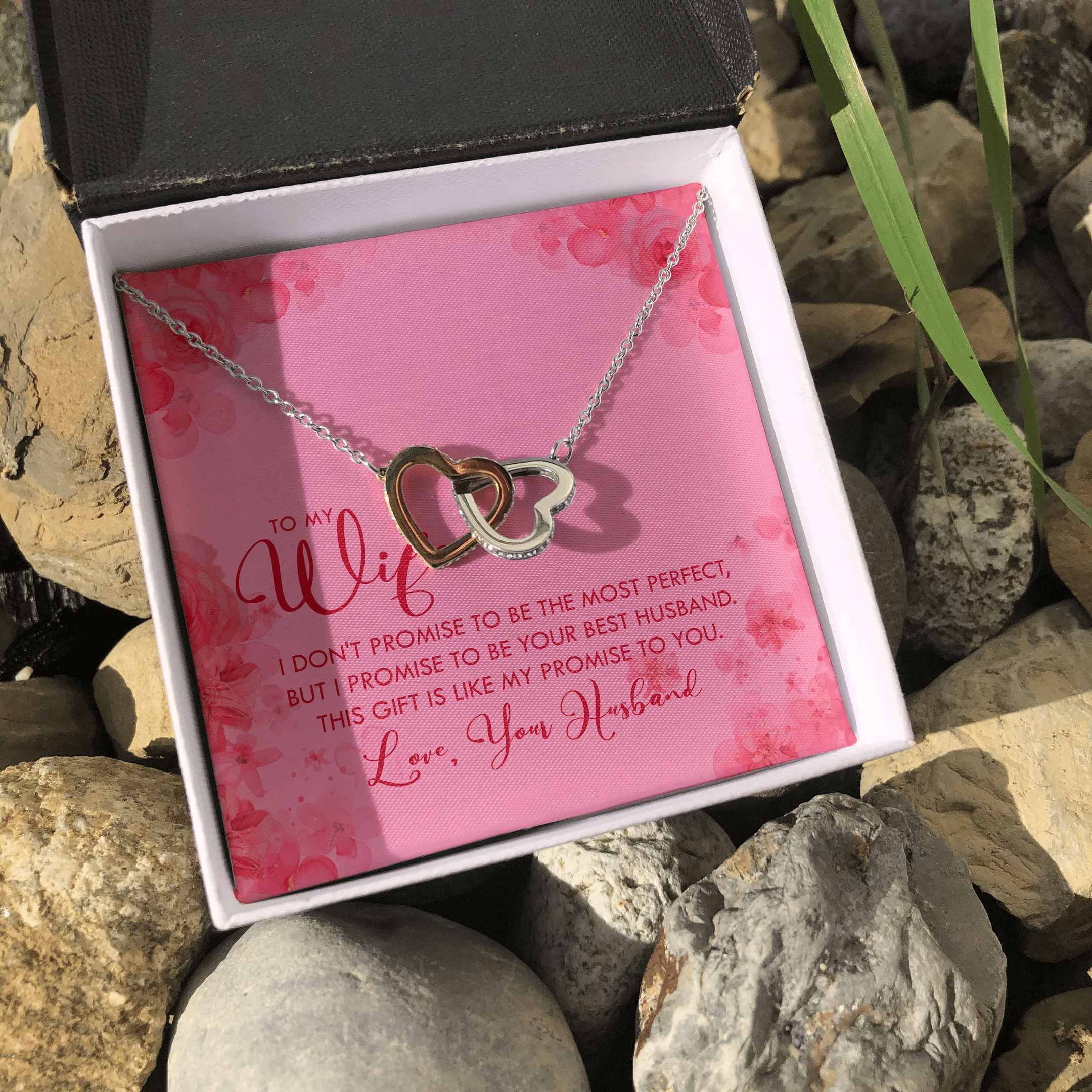 To My Wife This Gift Is Like My Promise To You Interlocking Heart Necklace 