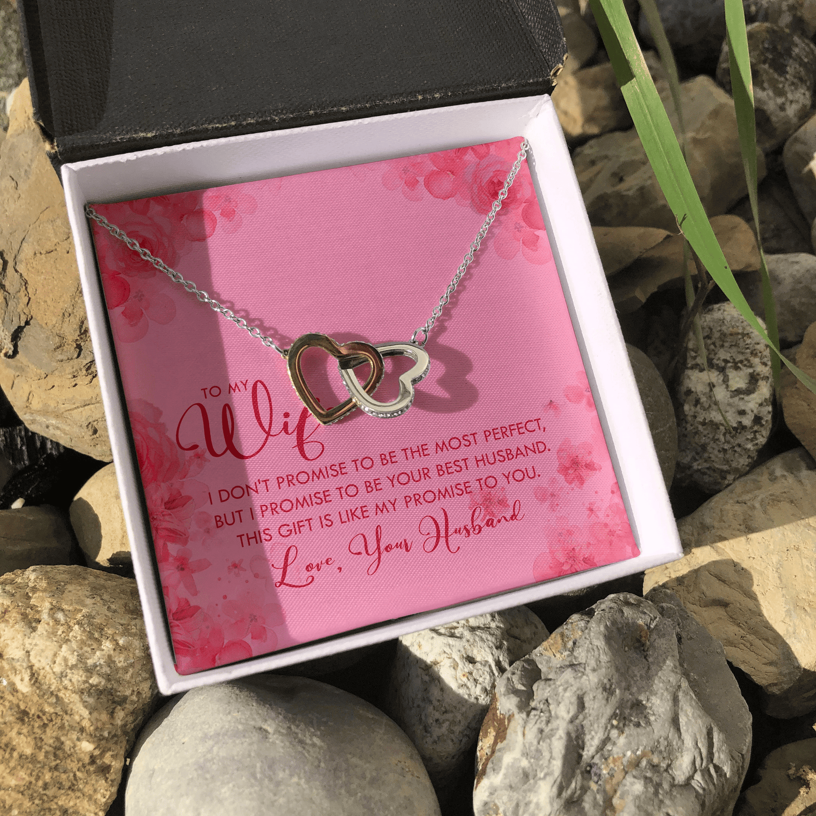 To My Wife This Gift Is Like My Promise To You Interlocking Heart Necklace 