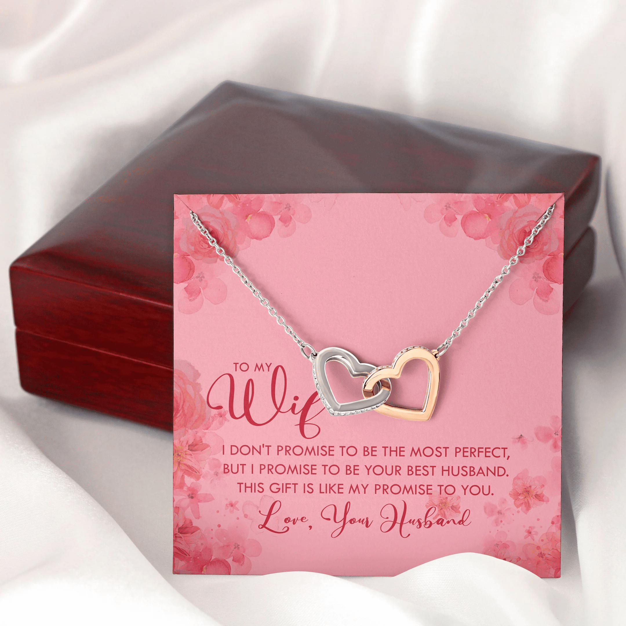 To My Wife This Gift Is Like My Promise To You Interlocking Heart Necklace 