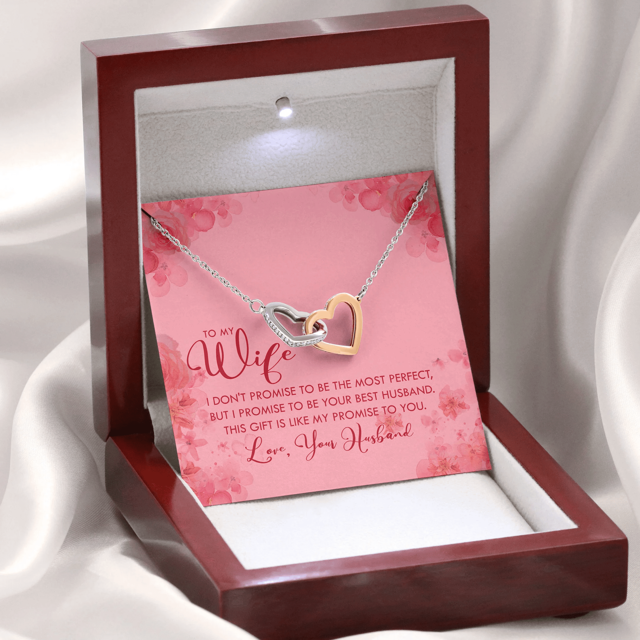 To My Wife This Gift Is Like My Promise To You Interlocking Heart Necklace 