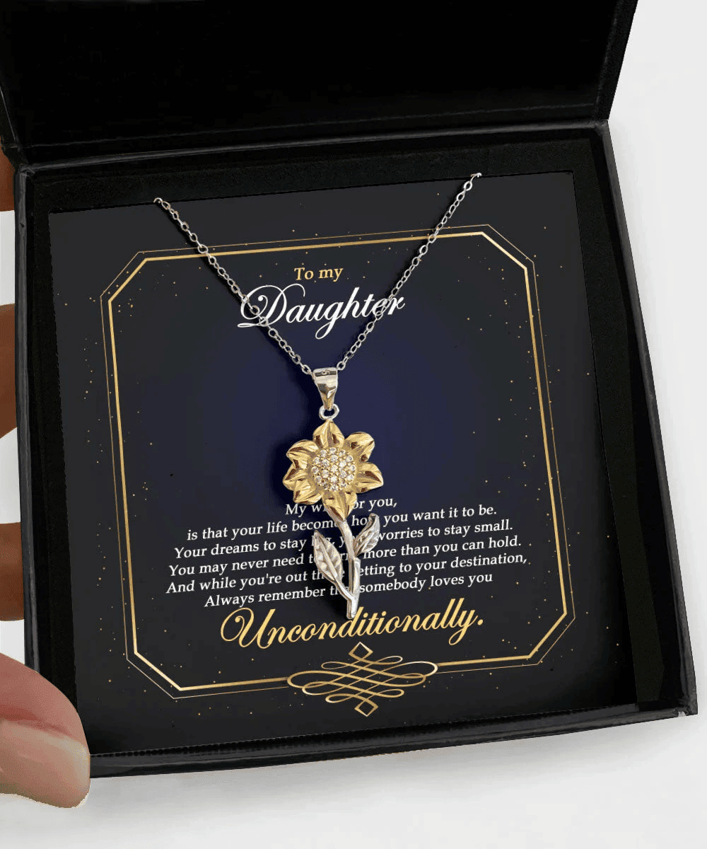 Thank For Your Unconditional Love Giving Daughter Sunflower Pendant Necklace