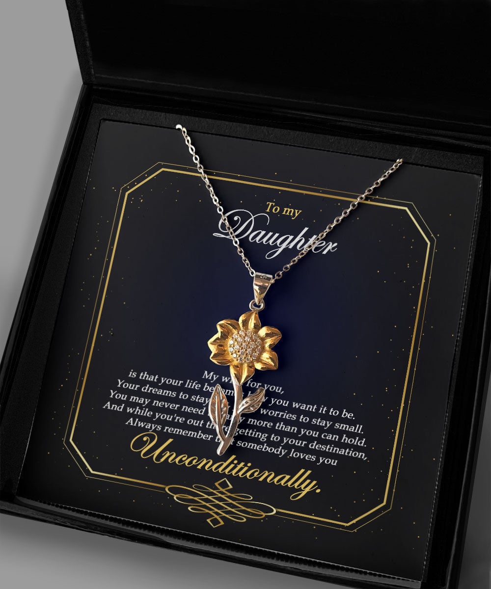Thank For Your Unconditional Love Giving Daughter Sunflower Pendant Necklace