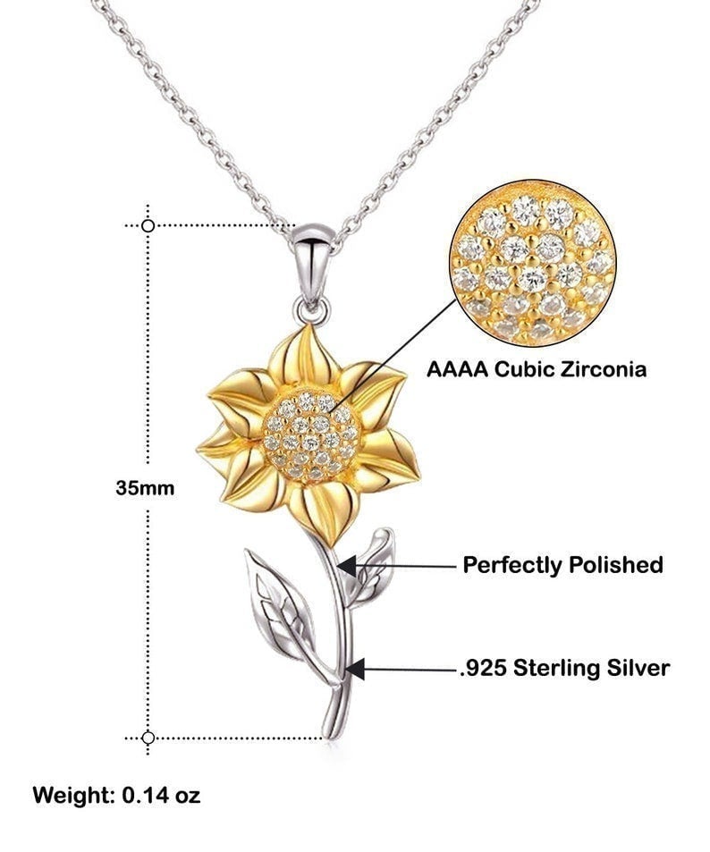 Thank For Your Unconditional Love Giving Daughter Sunflower Pendant Necklace