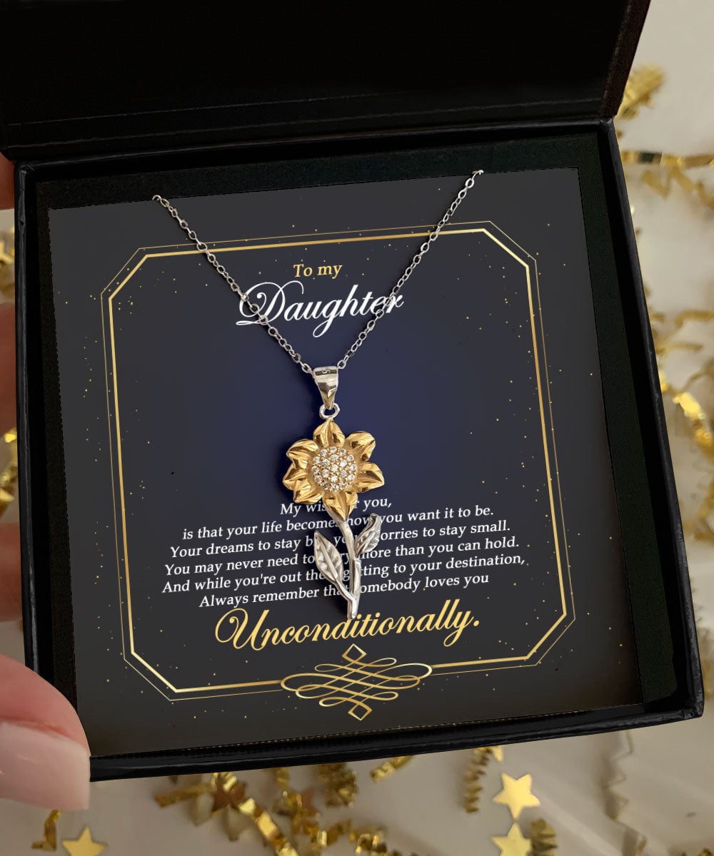 Thank For Your Unconditional Love Giving Daughter Sunflower Pendant Necklace