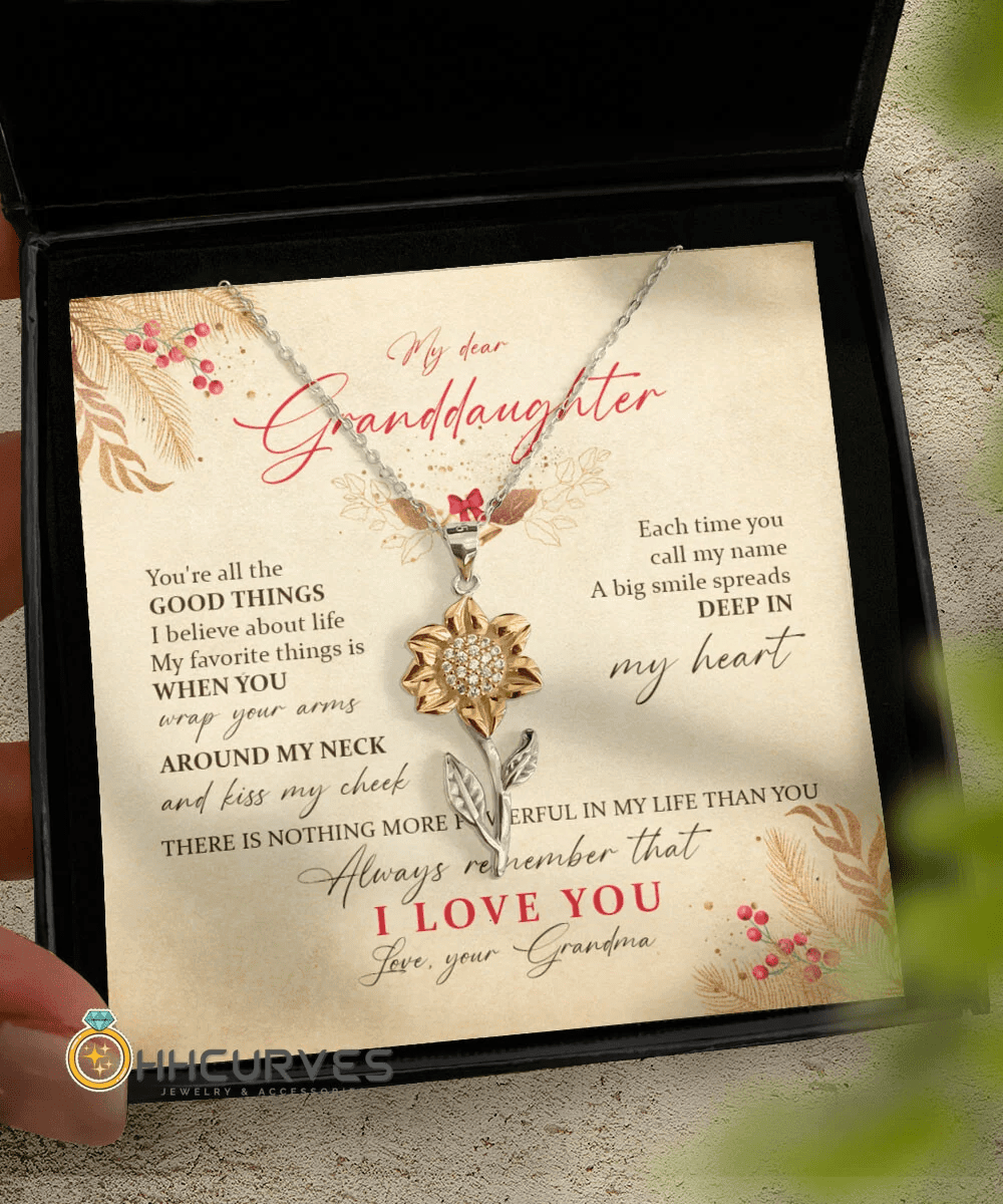 Granddaughter Necklace From Grandma There Is Nothing More Powerful In My Life Than You Sunflower Pendant Necklace