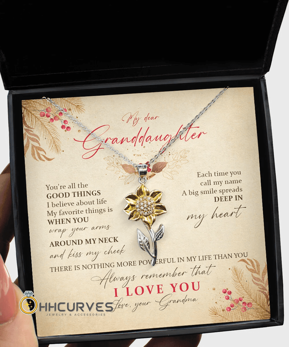 Granddaughter Necklace From Grandma There Is Nothing More Powerful In My Life Than You Sunflower Pendant Necklace