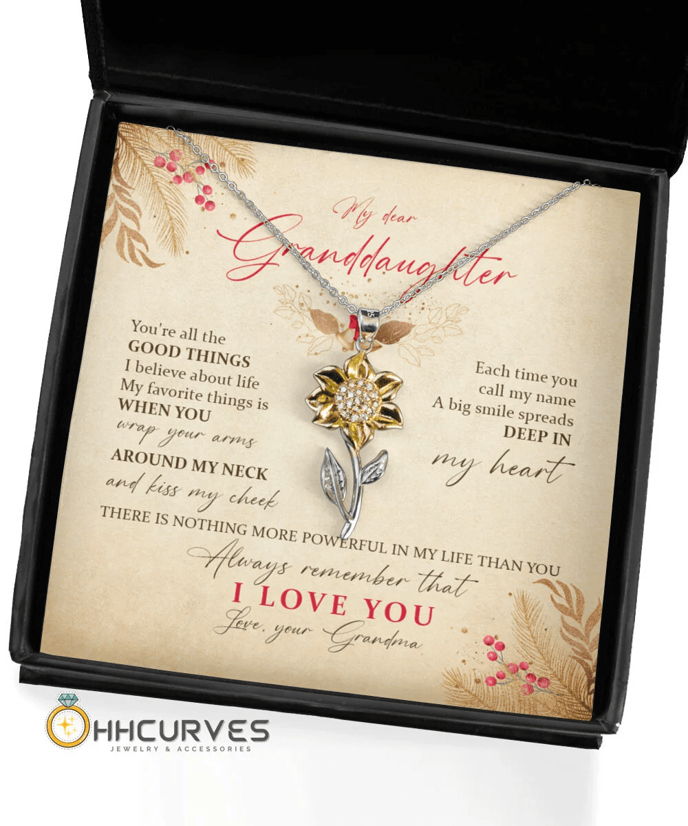 Granddaughter Necklace From Grandma There Is Nothing More Powerful In My Life Than You Sunflower Pendant Necklace