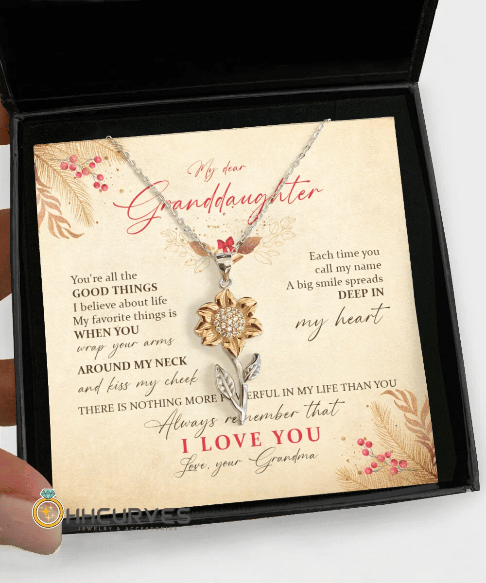 Granddaughter Necklace From Grandma There Is Nothing More Powerful In My Life Than You Sunflower Pendant Necklace