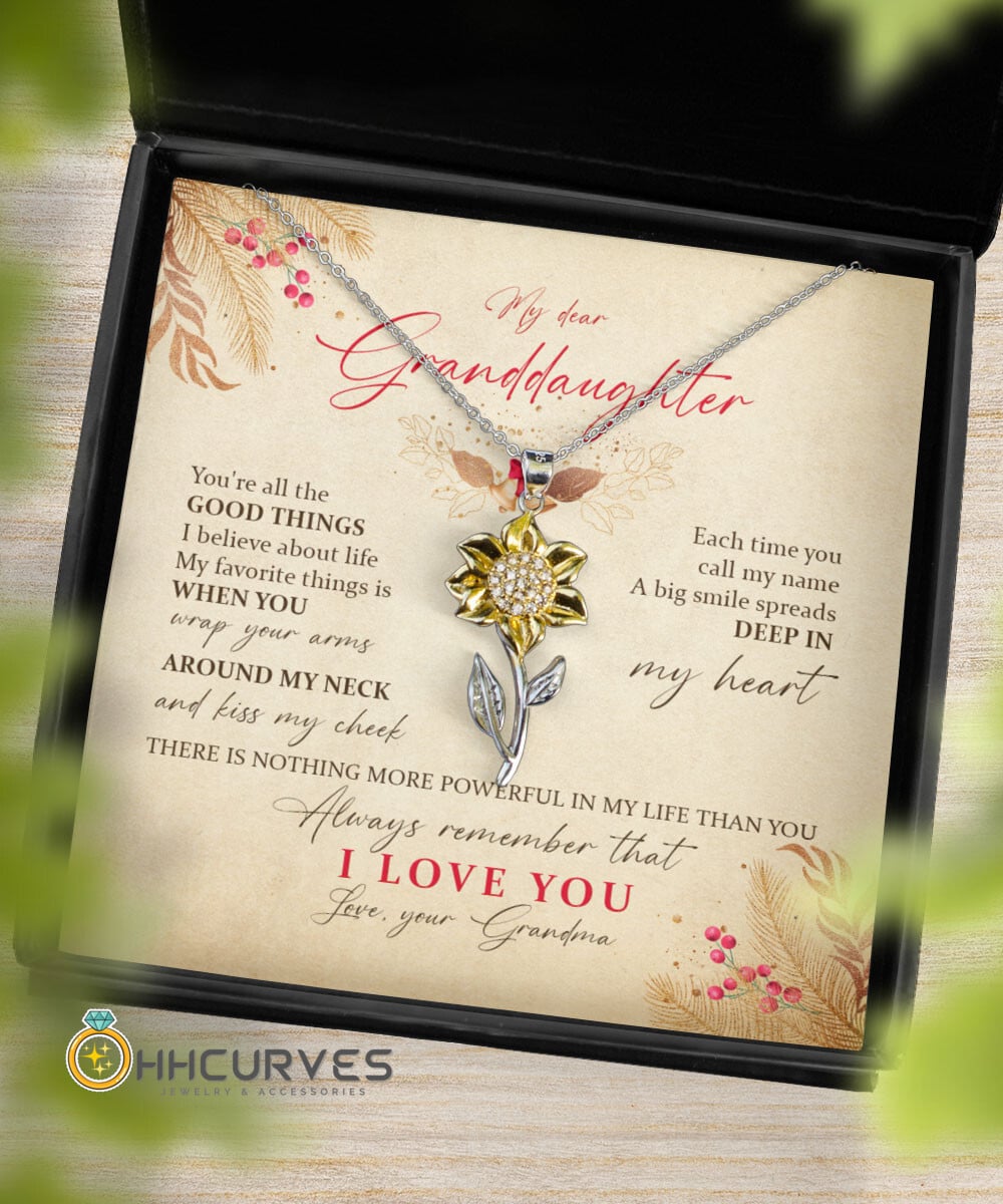 Granddaughter Necklace From Grandma There Is Nothing More Powerful In My Life Than You Sunflower Pendant Necklace