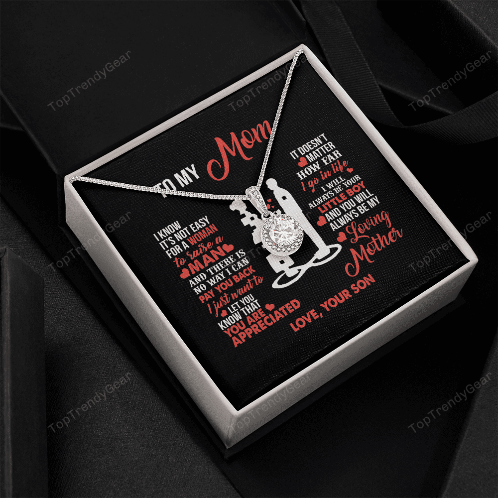 Mom Necklace, To My Mom Little Boy Heart Necklace Gift For Mom From Son Eternal Hope Necklace