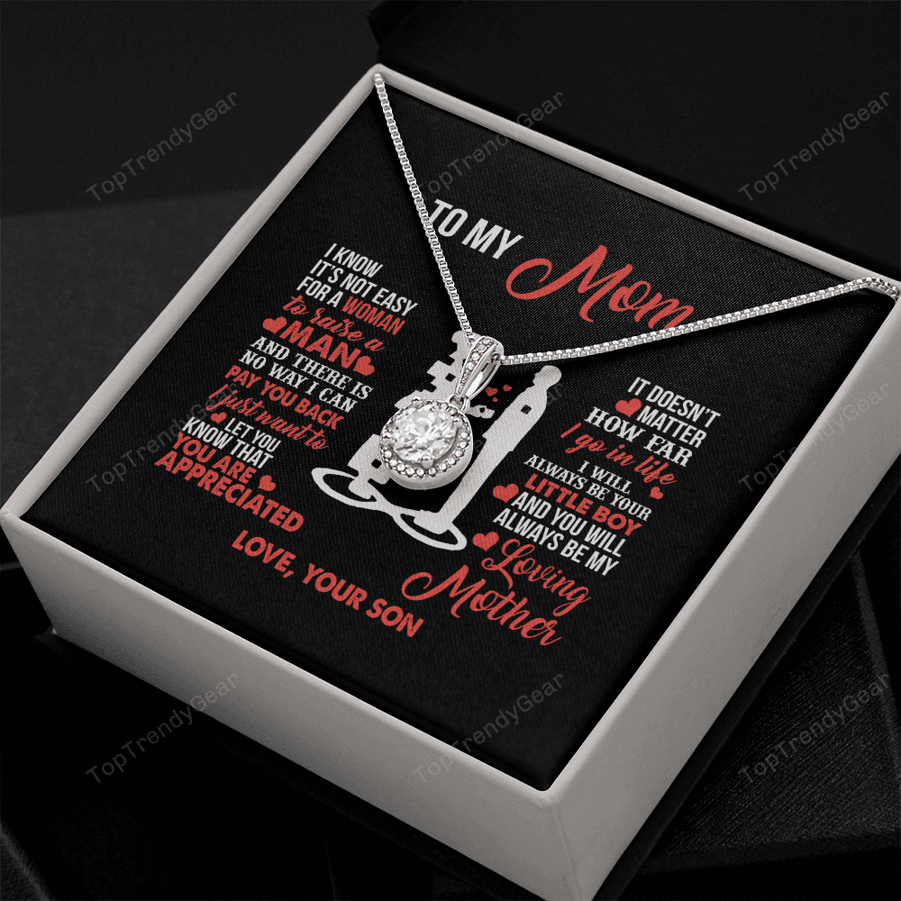 Mom Necklace, To My Mom Little Boy Heart Necklace Gift For Mom From Son Eternal Hope Necklace