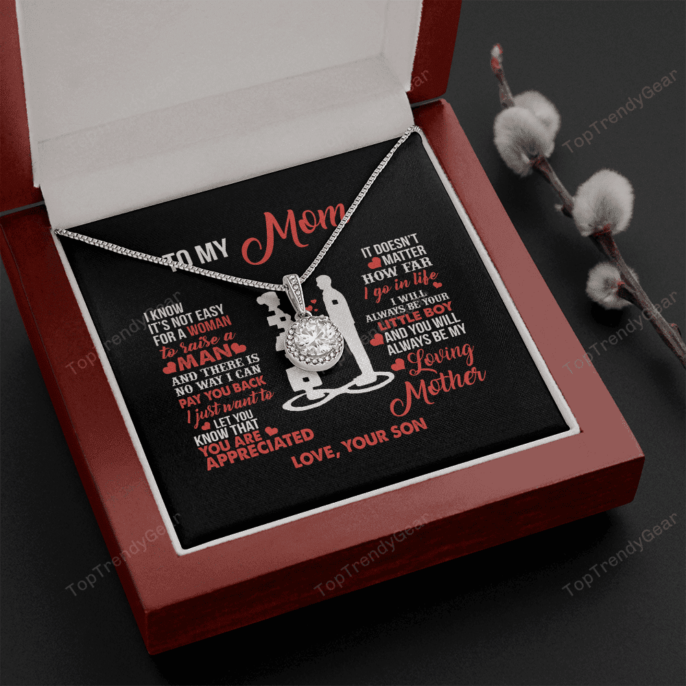 Mom Necklace, To My Mom Little Boy Heart Necklace Gift For Mom From Son Eternal Hope Necklace