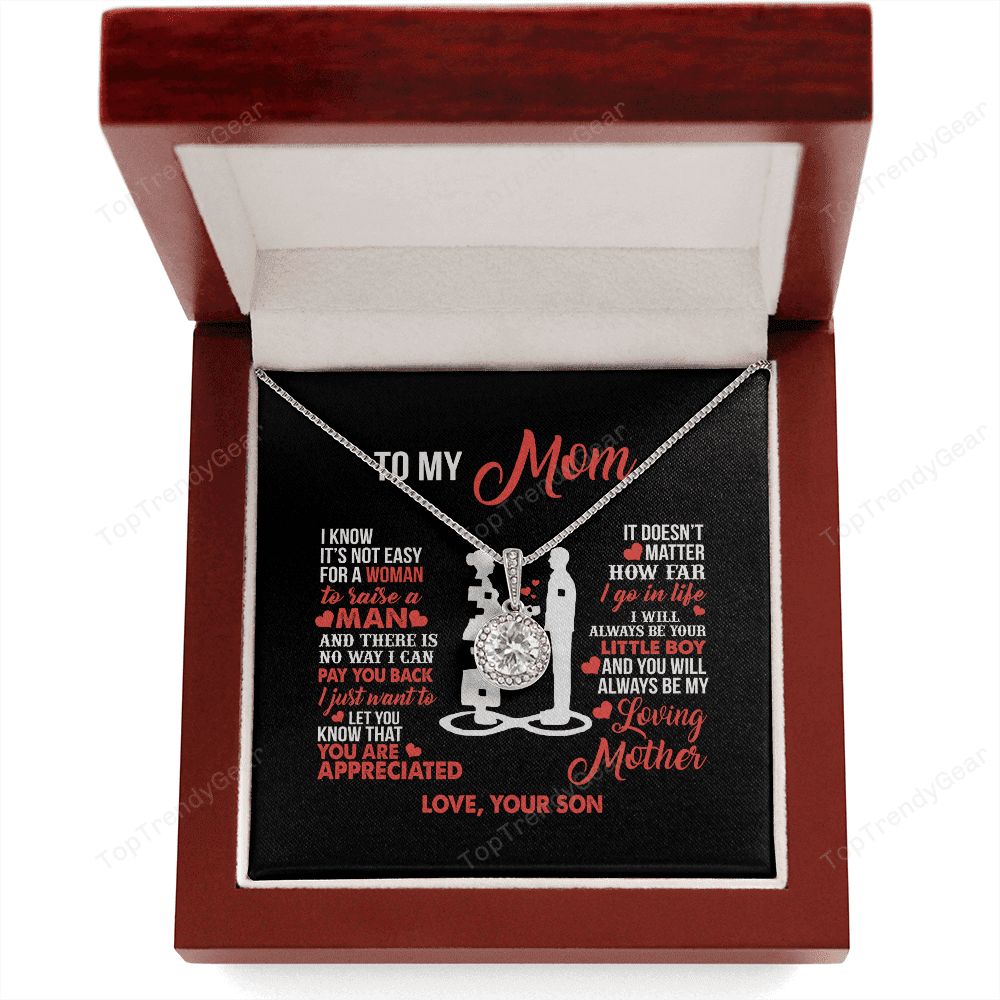 Mom Necklace, To My Mom Little Boy Heart Necklace Gift For Mom From Son Eternal Hope Necklace