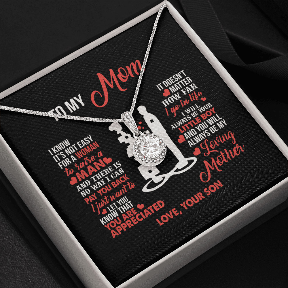 Mom Necklace, To My Mom Little Boy Heart Necklace Gift For Mom From Son Eternal Hope Necklace