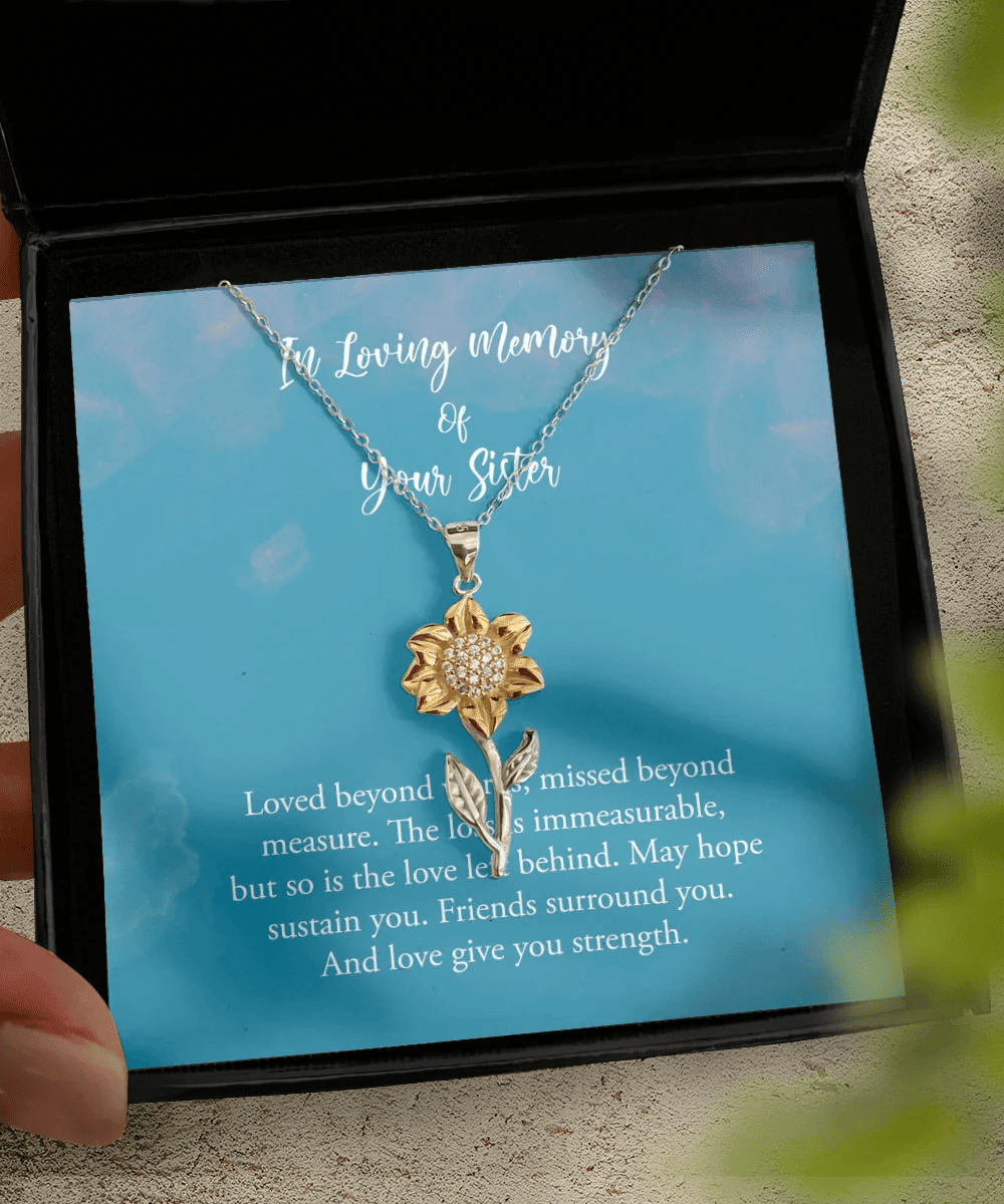 Sister Necklace Loved Beyond Words Missed Beyond Measure Best Gift For Sister Sunflower Pendant Necklace 