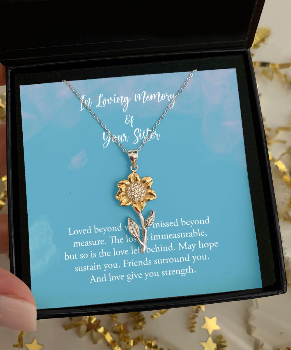 Sister Necklace Loved Beyond Words Missed Beyond Measure Best Gift For Sister Sunflower Pendant Necklace 