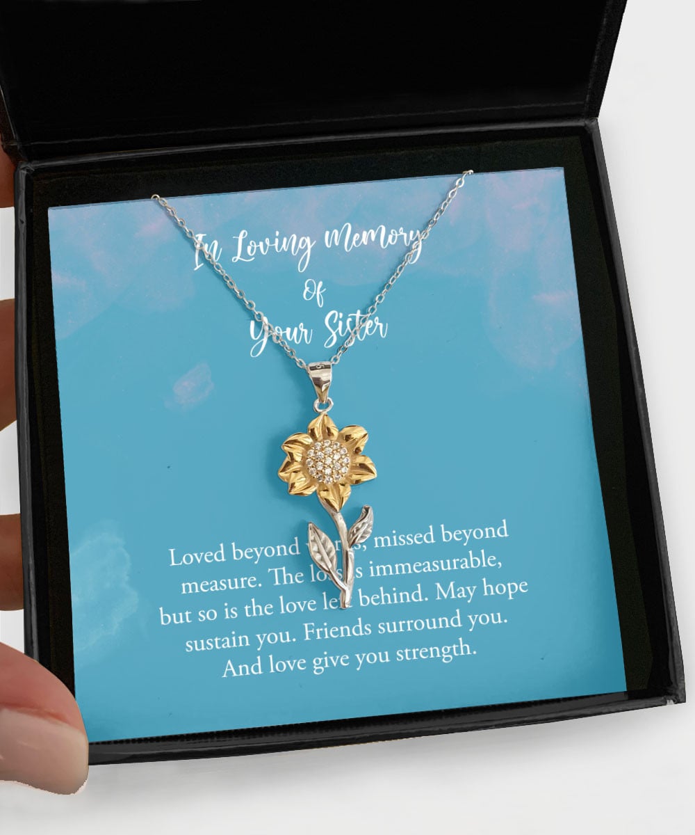 Sister Necklace Loved Beyond Words Missed Beyond Measure Best Gift For Sister Sunflower Pendant Necklace 