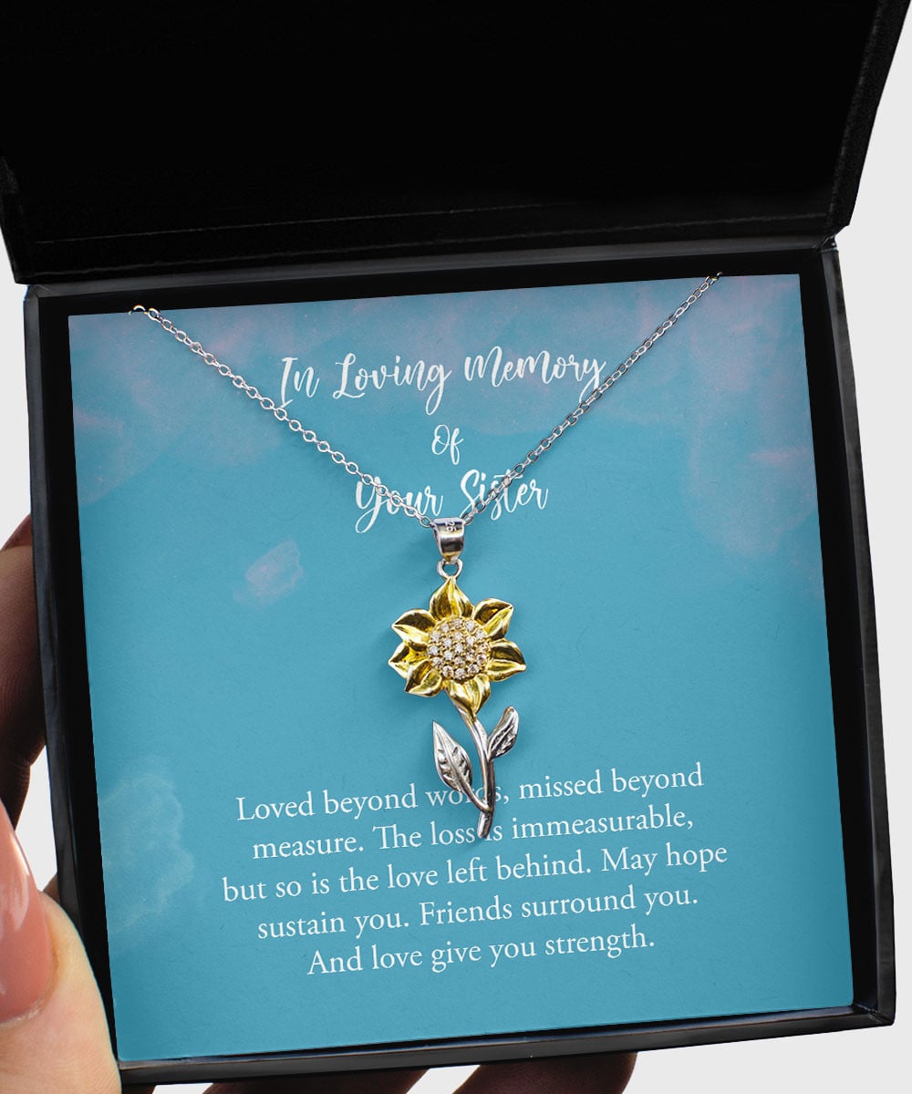 Sister Necklace Loved Beyond Words Missed Beyond Measure Best Gift For Sister Sunflower Pendant Necklace 