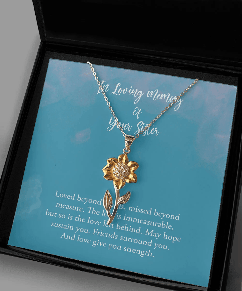 Sister Necklace Loved Beyond Words Missed Beyond Measure Best Gift For Sister Sunflower Pendant Necklace 