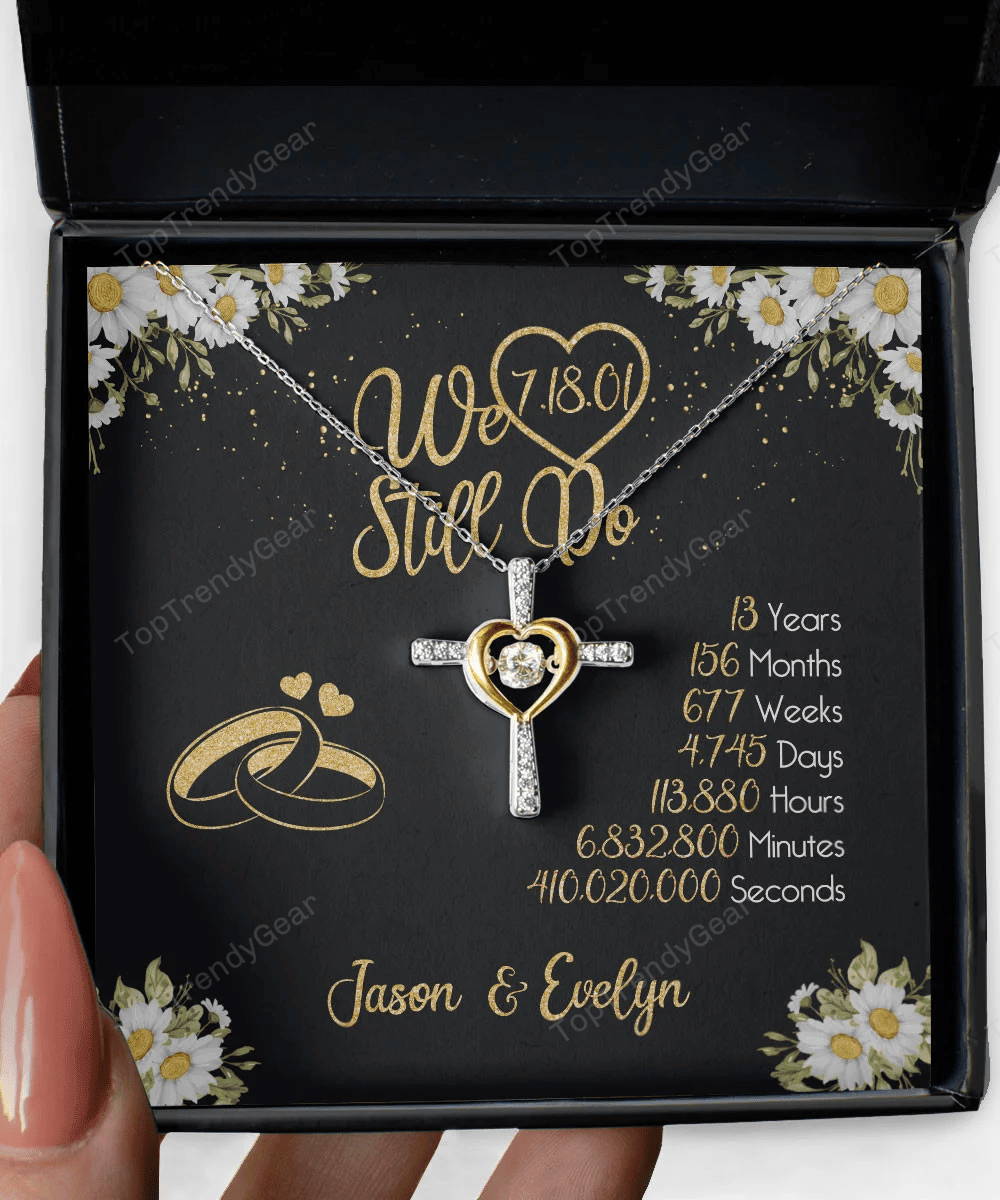 Lace Anniversary Gifts For Her We Still Do 13 Year Wedding Anniversary Gift Custom Name And Date Cross Dancing Necklace 