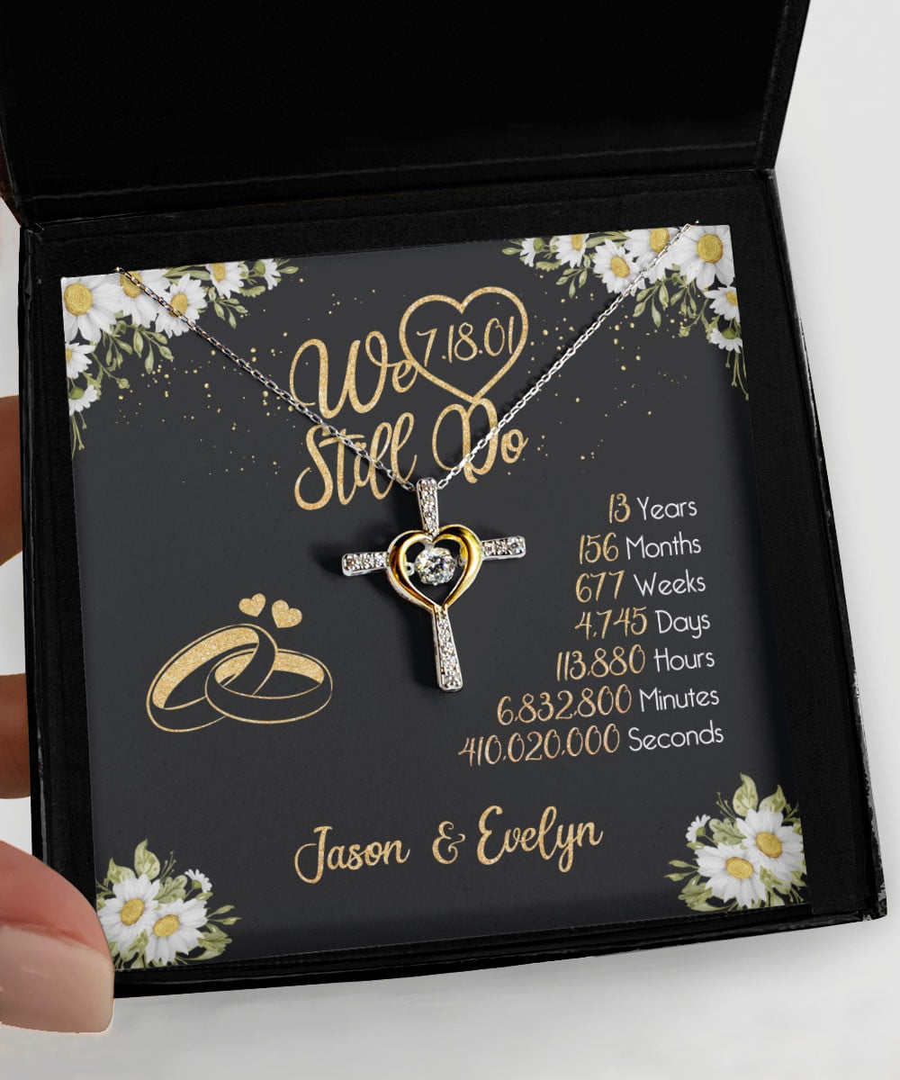 Lace Anniversary Gifts For Her We Still Do 13 Year Wedding Anniversary Gift Custom Name And Date Cross Dancing Necklace 