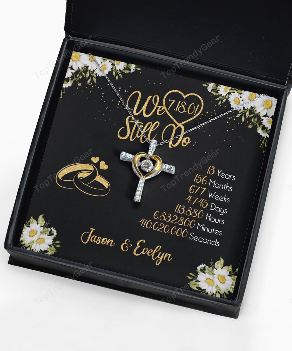 Lace Anniversary Gifts For Her We Still Do 13 Year Wedding Anniversary Gift Custom Name And Date Cross Dancing Necklace 