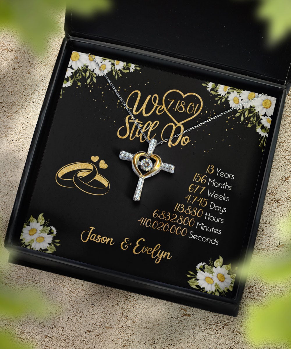 Lace Anniversary Gifts For Her We Still Do 13 Year Wedding Anniversary Gift Custom Name And Date Cross Dancing Necklace 