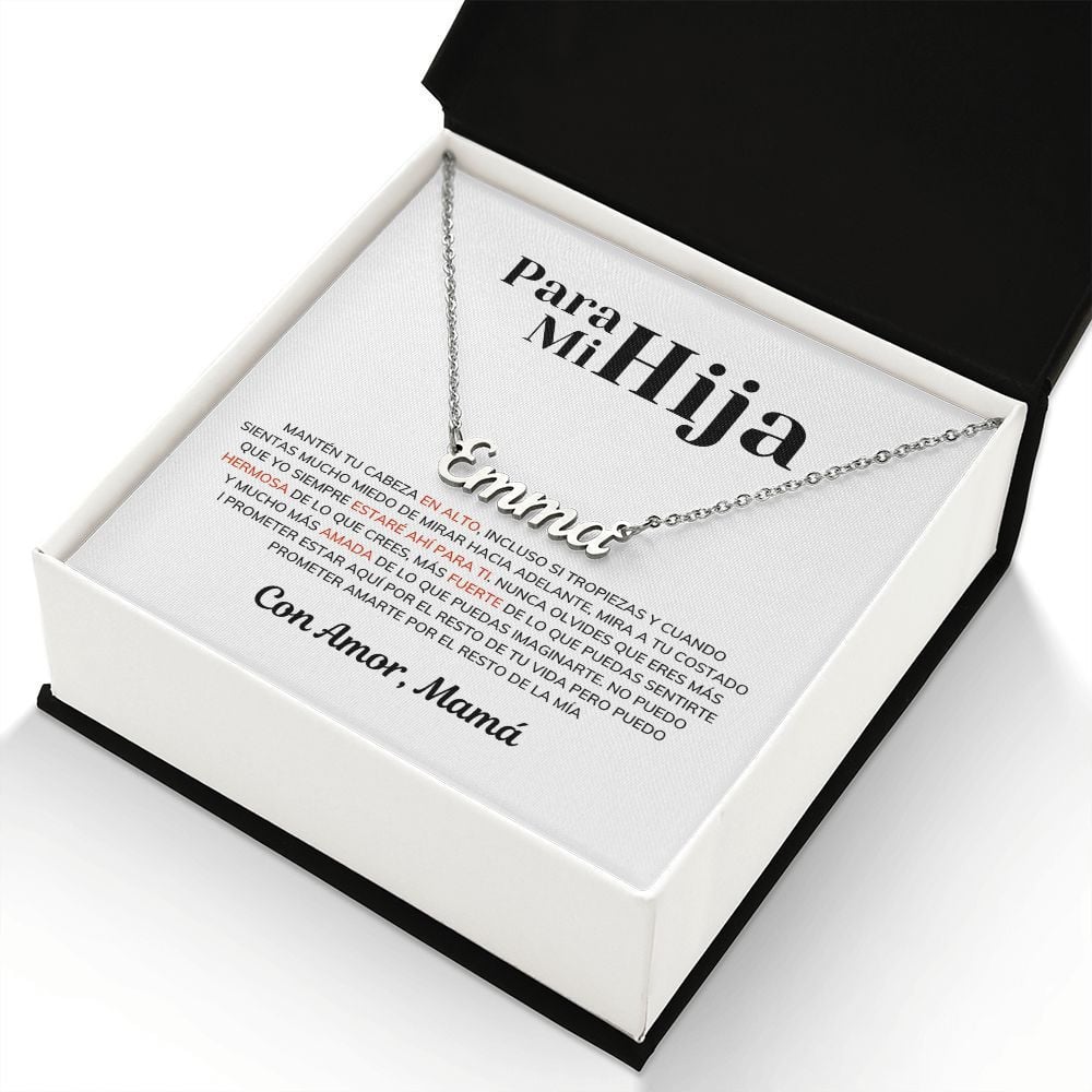 Para Mi Hija - Manten Tu Cabeza En Alto - Collar Lazo De Amor Personalized Name Necklace