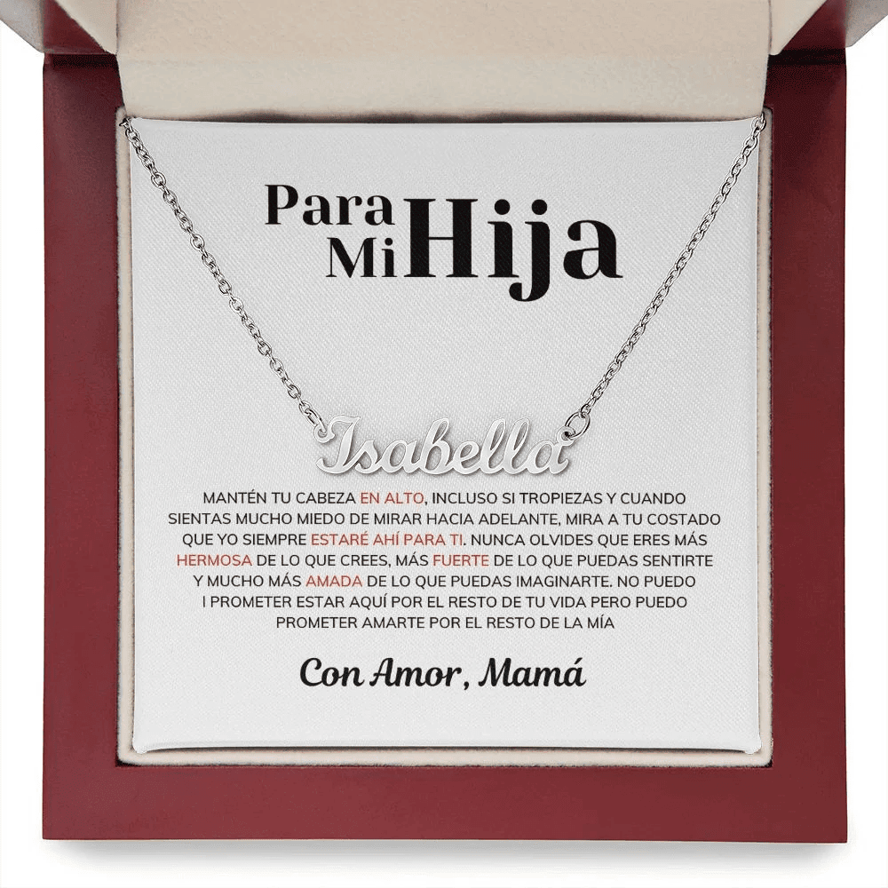 Para Mi Hija - Manten Tu Cabeza En Alto - Collar Lazo De Amor Personalized Name Necklace