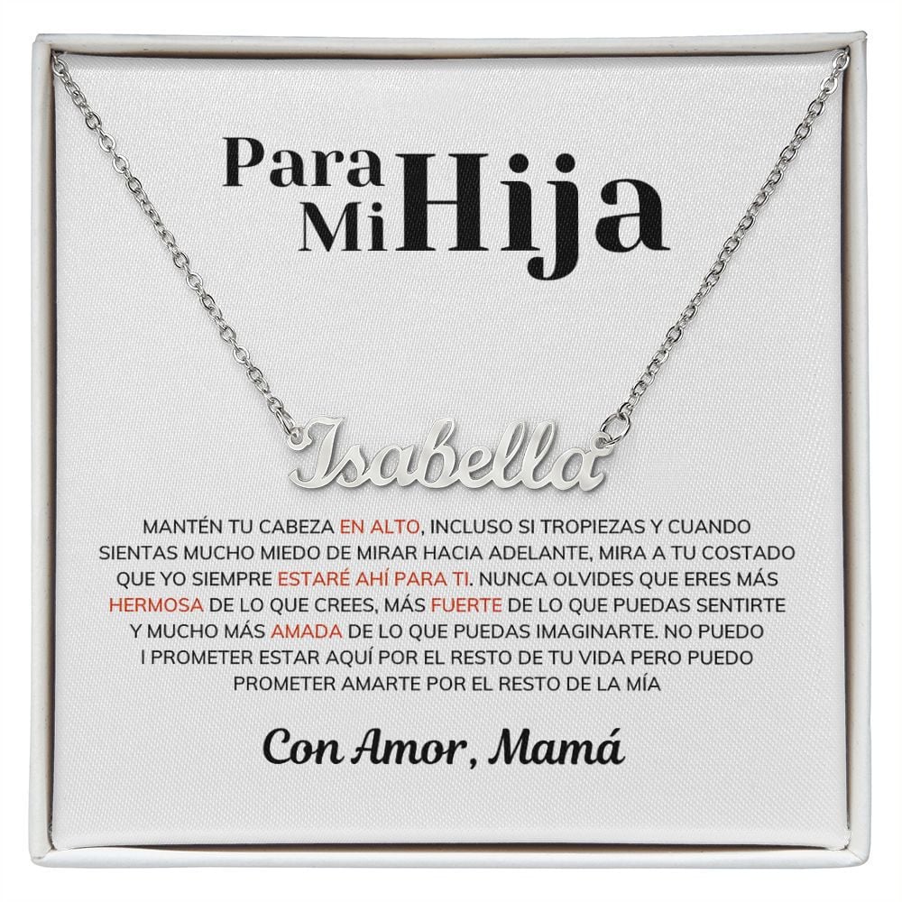Para Mi Hija - Manten Tu Cabeza En Alto - Collar Lazo De Amor Personalized Name Necklace