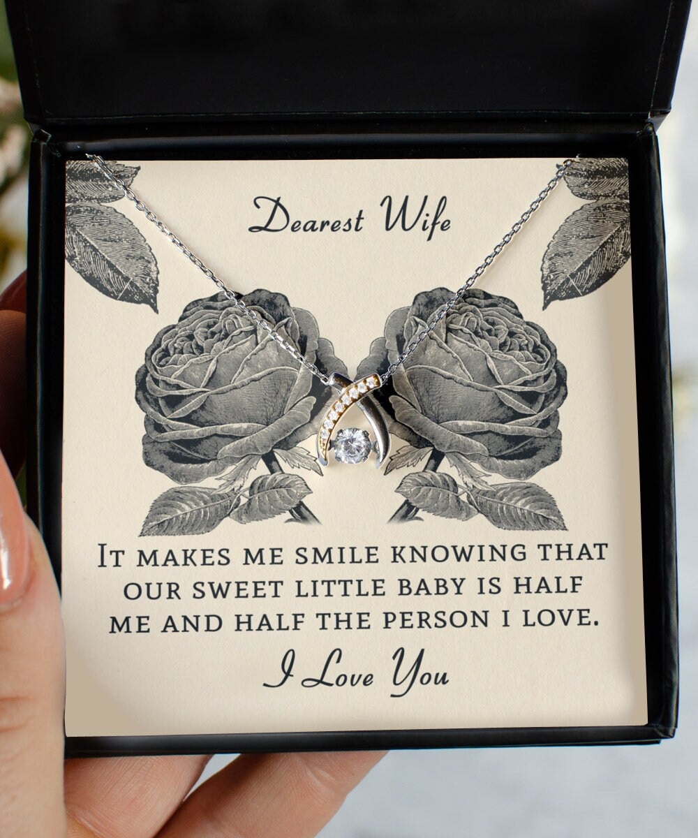 Dearest Wife I Love You Wishbone Dancing Necklace For Women