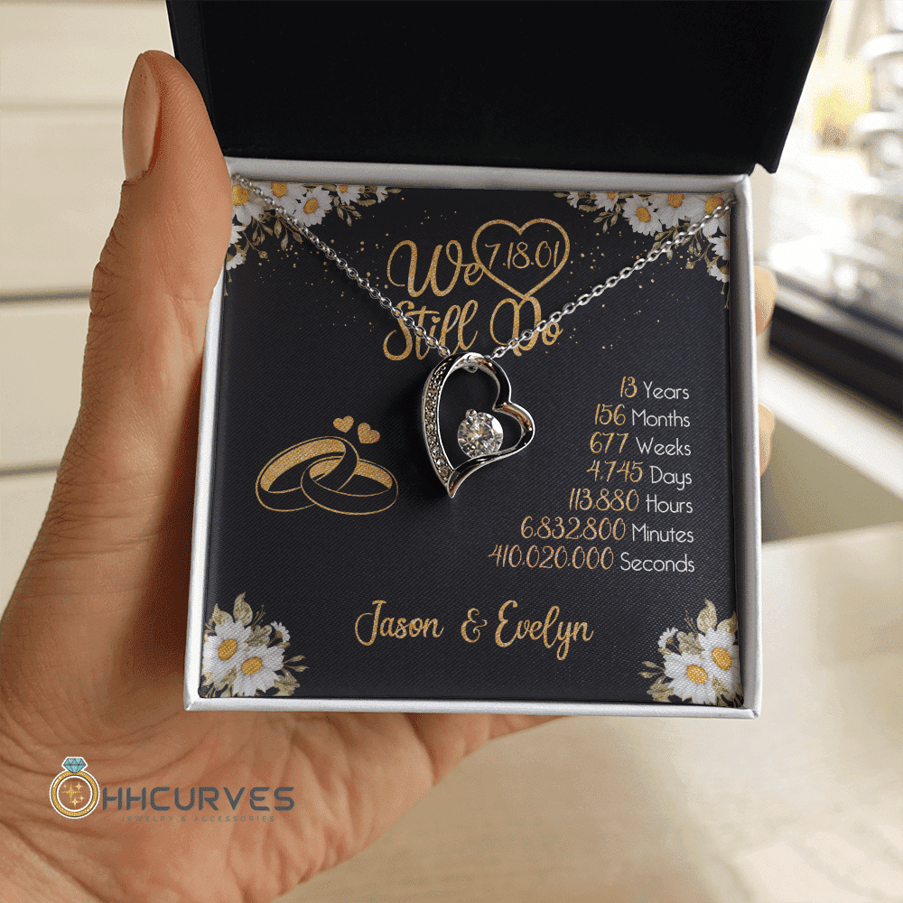 Custom Name And Date Anniversary Gifts Lace Anniversary Gifts For Her We Still Do 13 Year Wedding Anniversary Gift Forever Love Necklace 