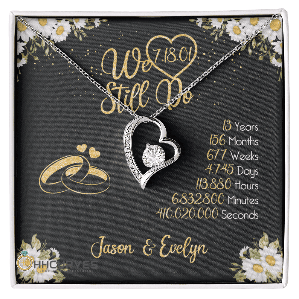 Custom Name And Date Anniversary Gifts Lace Anniversary Gifts For Her We Still Do 13 Year Wedding Anniversary Gift Forever Love Necklace 