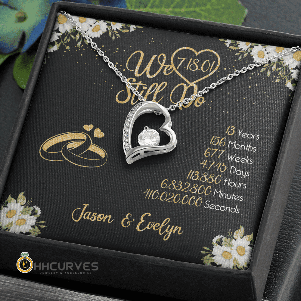 Custom Name And Date Anniversary Gifts Lace Anniversary Gifts For Her We Still Do 13 Year Wedding Anniversary Gift Forever Love Necklace 