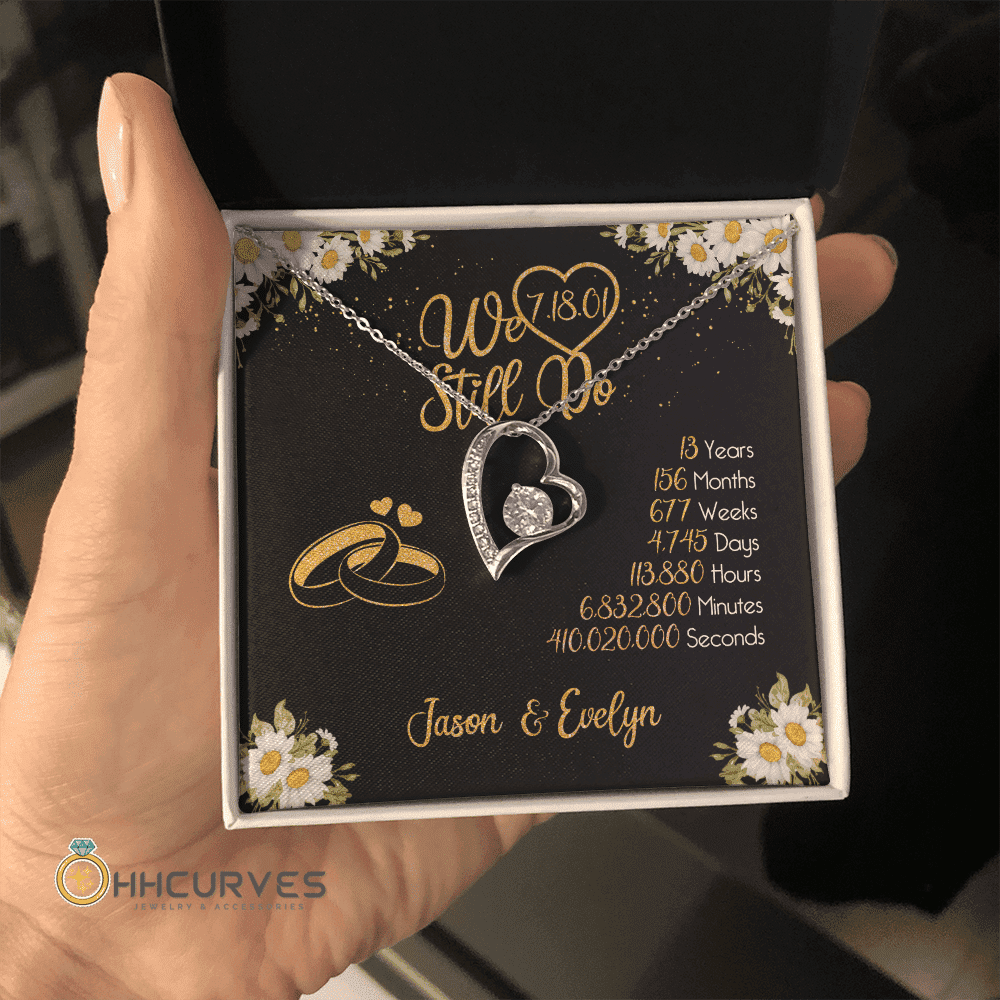 Custom Name And Date Anniversary Gifts Lace Anniversary Gifts For Her We Still Do 13 Year Wedding Anniversary Gift Forever Love Necklace 