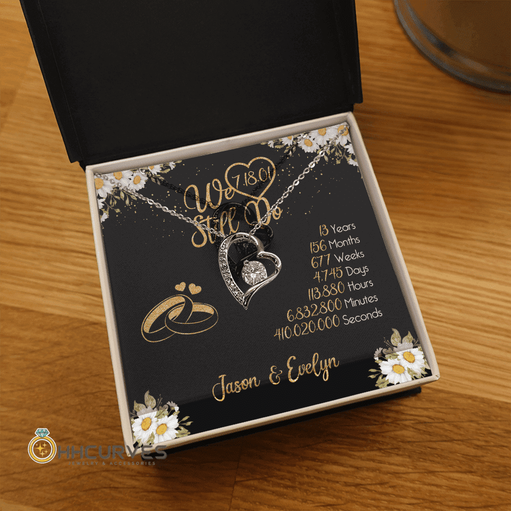 Custom Name And Date Anniversary Gifts Lace Anniversary Gifts For Her We Still Do 13 Year Wedding Anniversary Gift Forever Love Necklace 