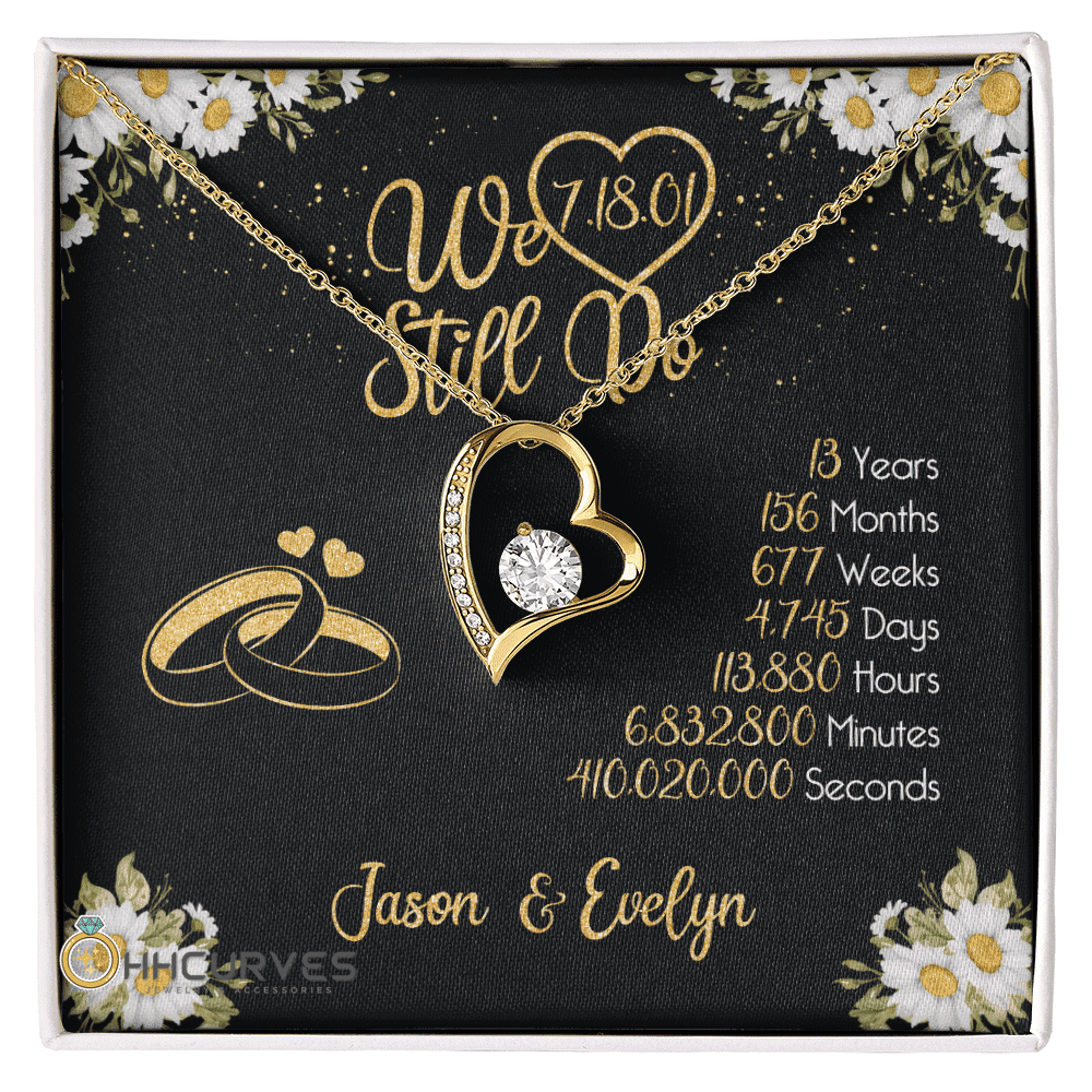 Custom Name And Date Anniversary Gifts Lace Anniversary Gifts For Her We Still Do 13 Year Wedding Anniversary Gift Forever Love Necklace 