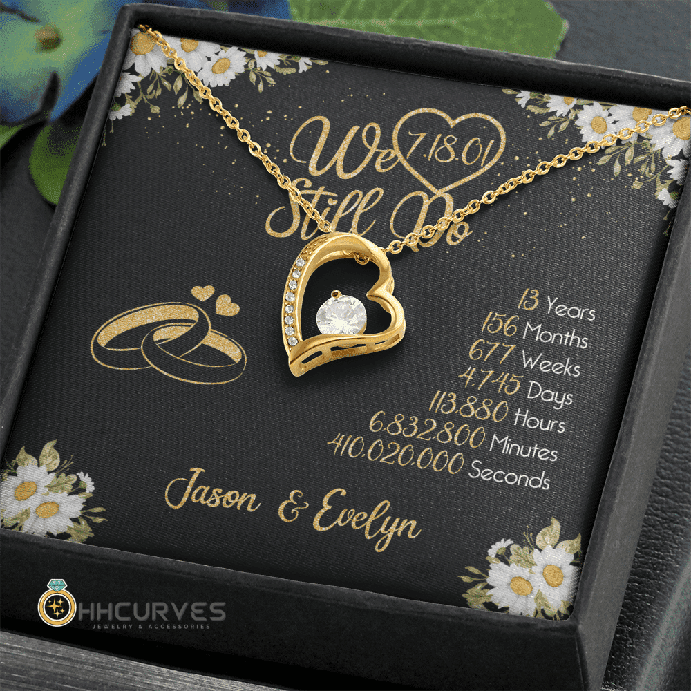 Custom Name And Date Anniversary Gifts Lace Anniversary Gifts For Her We Still Do 13 Year Wedding Anniversary Gift Forever Love Necklace 