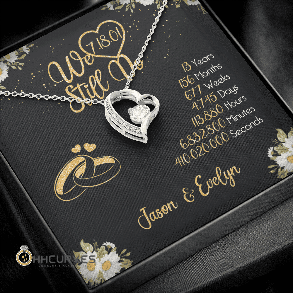Custom Name And Date Anniversary Gifts Lace Anniversary Gifts For Her We Still Do 13 Year Wedding Anniversary Gift Forever Love Necklace 